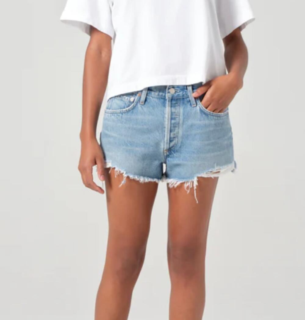 NWT AGOLDE Parker Vintage Cut Off Short RIPTIDE Light Denim 32
